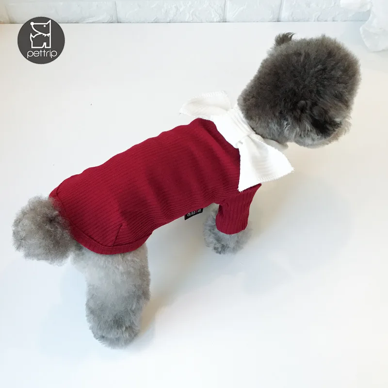 Одежда для маленьких собак с большим бантом модная одежда весны и осени белые