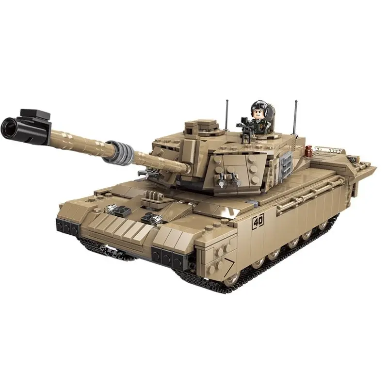 

XB06033 military series Challenger 2 tank armored vehicle assembled and inserting puzzle small particles Building Blocks Gift