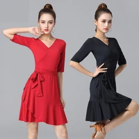 2021 new latin dance training clothes for female adult new middle sleeve professional performance dresses ballroom dancing dress
