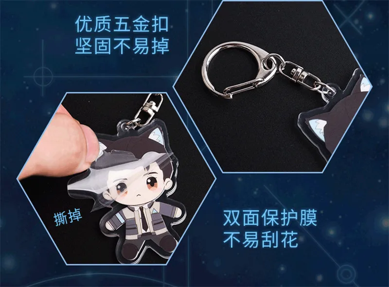 New Game Detroit: Become Human Connor Cat Nekomimi Keychain Keyring Acrylic Sa Key chain ring cosplay props Gifts | Тематическая