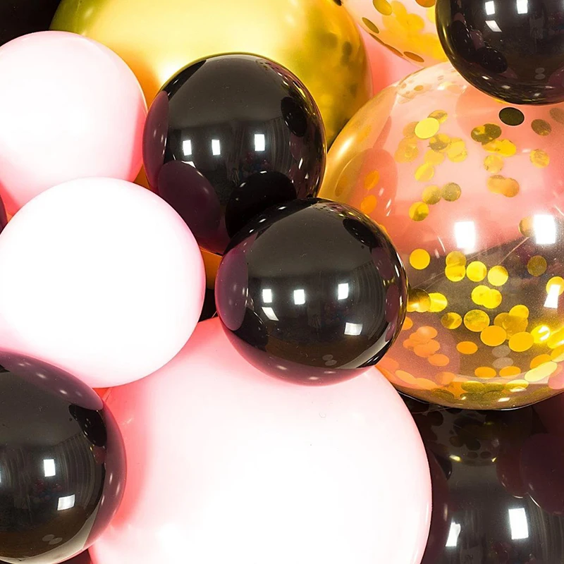 56 шт. белого золота конфетти черный розовый металлические шары Арка комплект