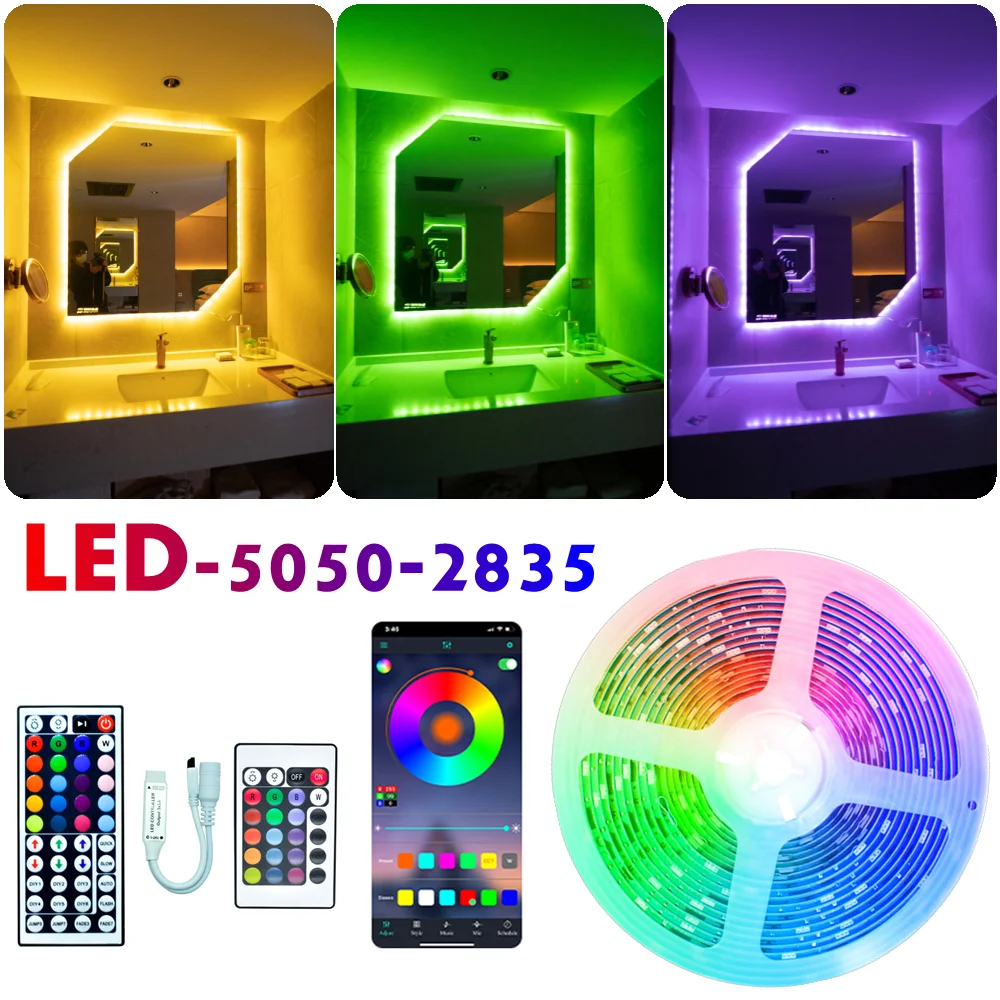 Светодиодная лента с диодами RGB 5050 2835 Bluetooth 12 В 5/10/20 м|Светодиодные ленты| |