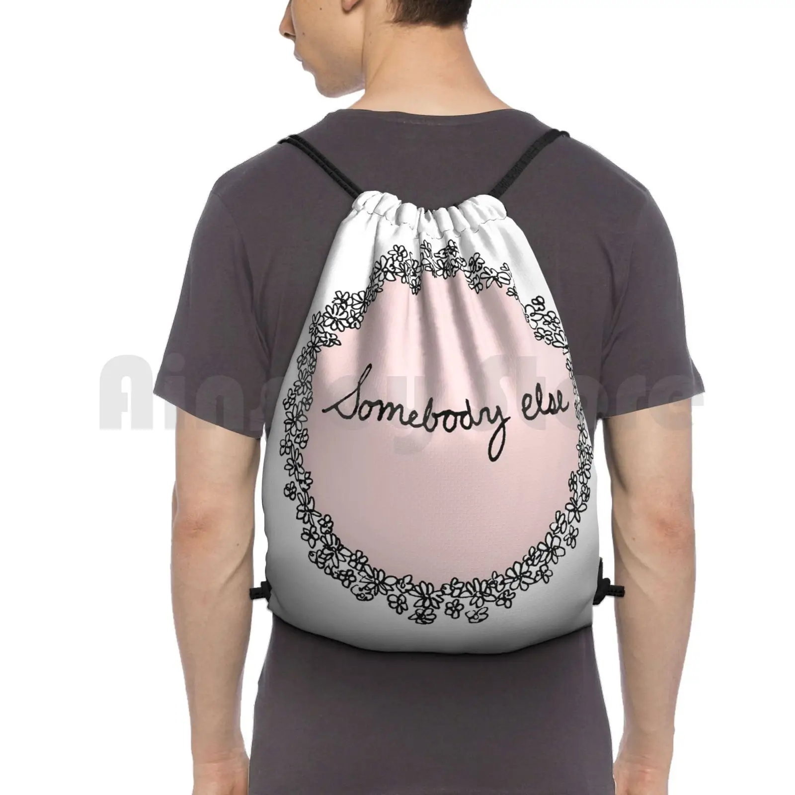 

Somebody Else Backpack Drawstring Bag Riding Climbing Gym Bag The 1975 Somebody Else Hand Written Hand Writing Pink Pastel