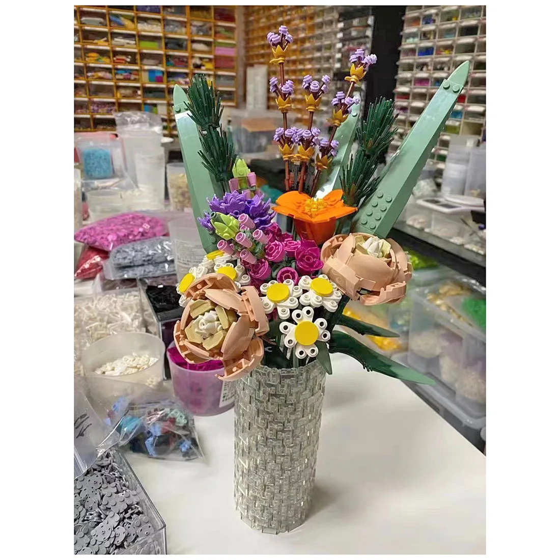 (Под заказ) 400 шт. MOC прозрачные строительные блоки ваза фотоальбом подарок для