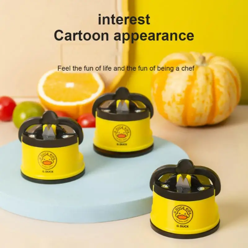 Mini Yellow Duck Suction Cup Sharpener Small Tungsten Steel Double-sided Grindstone Kitchen Tools New | Дом и сад