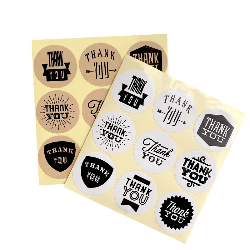 90 Pcs/lot White THANK YOU Kraft Paper Thank You Stationery Label Sticker Students' DIY Retro Seal For Handmade Products | Канцтовары