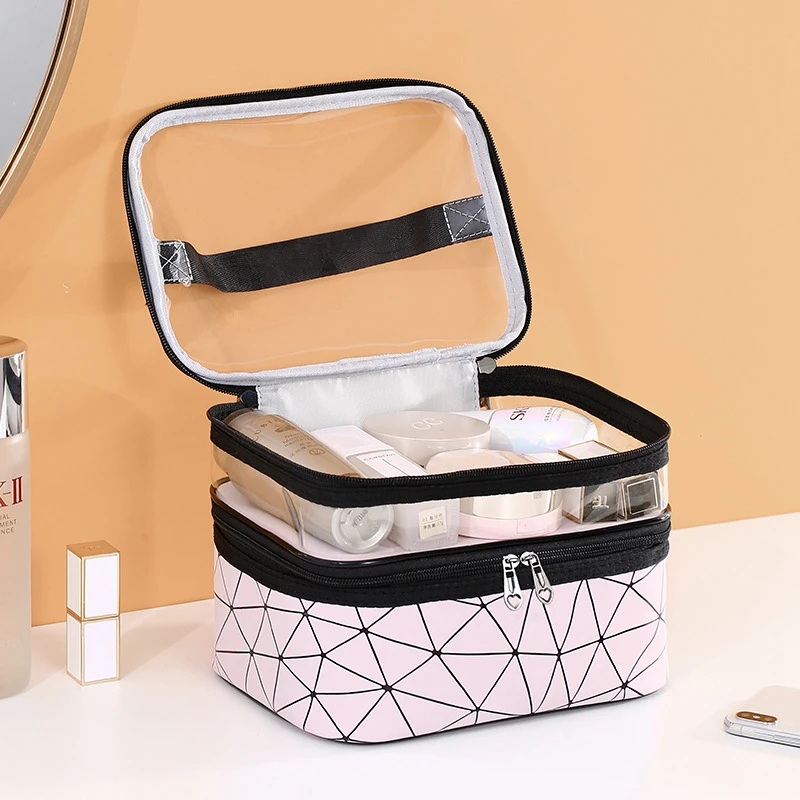 Multifunction Double Transparent Cosmetic Bag Women Make Up Case Big Capacity Travel Makeup Organizer Toiletry Beauty Storage | Багаж и