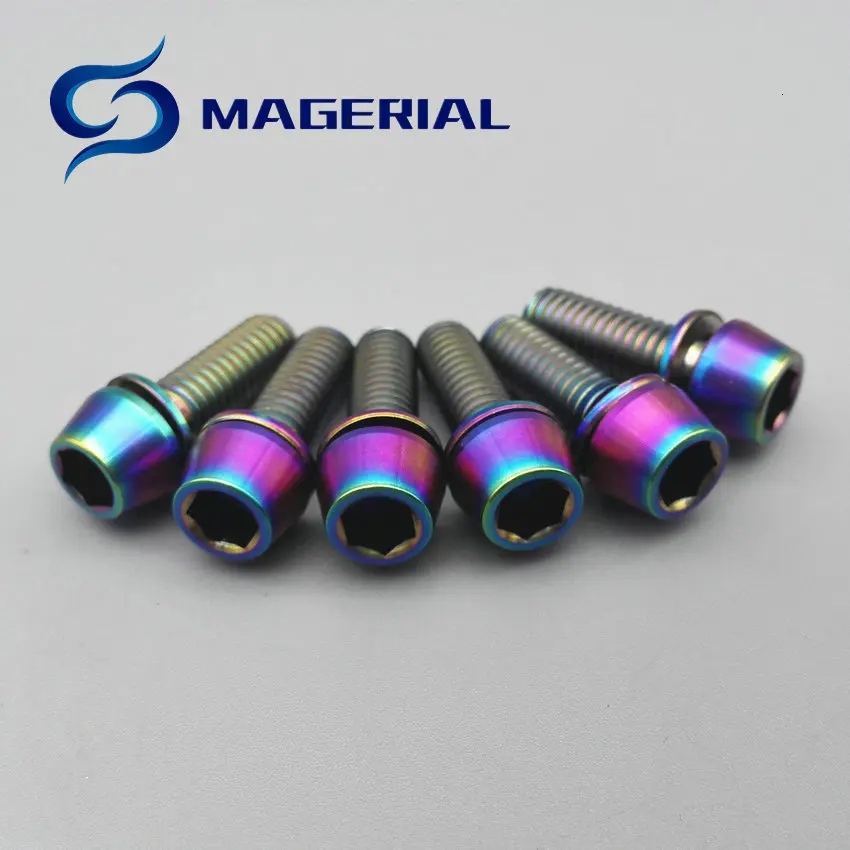 4/6 шт. Ti Болт с шайбой M6 x 20 титановые болты 4 стержня Ручка Бар золотого цвета Конус головкой Шестигранная розетка Ti винты Ti крепеж