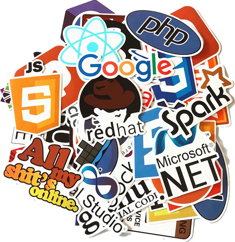 

Laptop Skins Decals Pack For Developer 50Pcs Programming Stickers Computer Software Waterproof Sticker For Macbook/Xiaomi/Acer