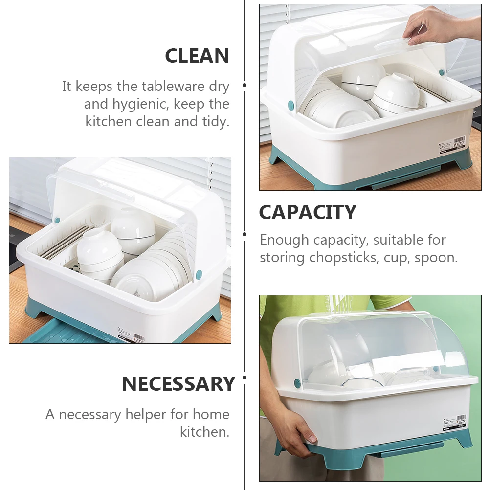 

1pc Tableware Box Kitchen Dustproof Tableware Bowls Drain Rack Box Water Draining Box