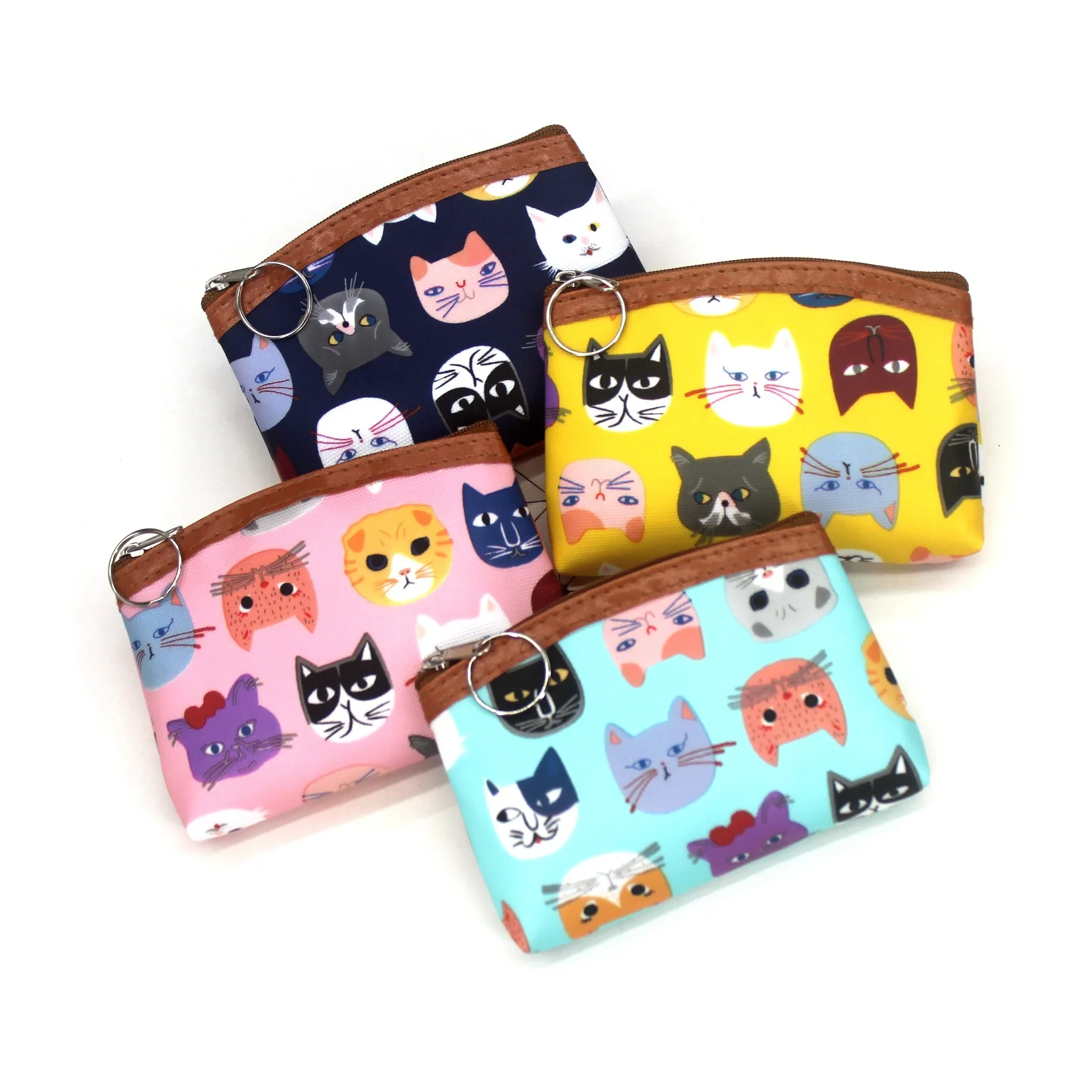 Милые женские кошельки с принтом кота кошелек на молнии для девушек Дамский