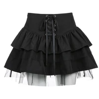 punk goth high waisted black skirt gothic clothes ruffle party mini short skirt vintage tutu skirt pleated jupes femme