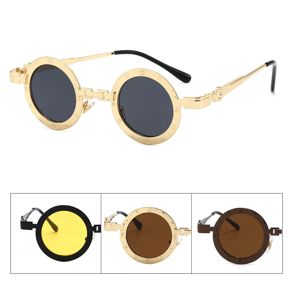 

Steampunk Style Y2k Sunglasses Women 2021 Luxury Brand Quality Alloy Frame Round Goggle Sun Glasses Eyewear Gafas De Sol UV400