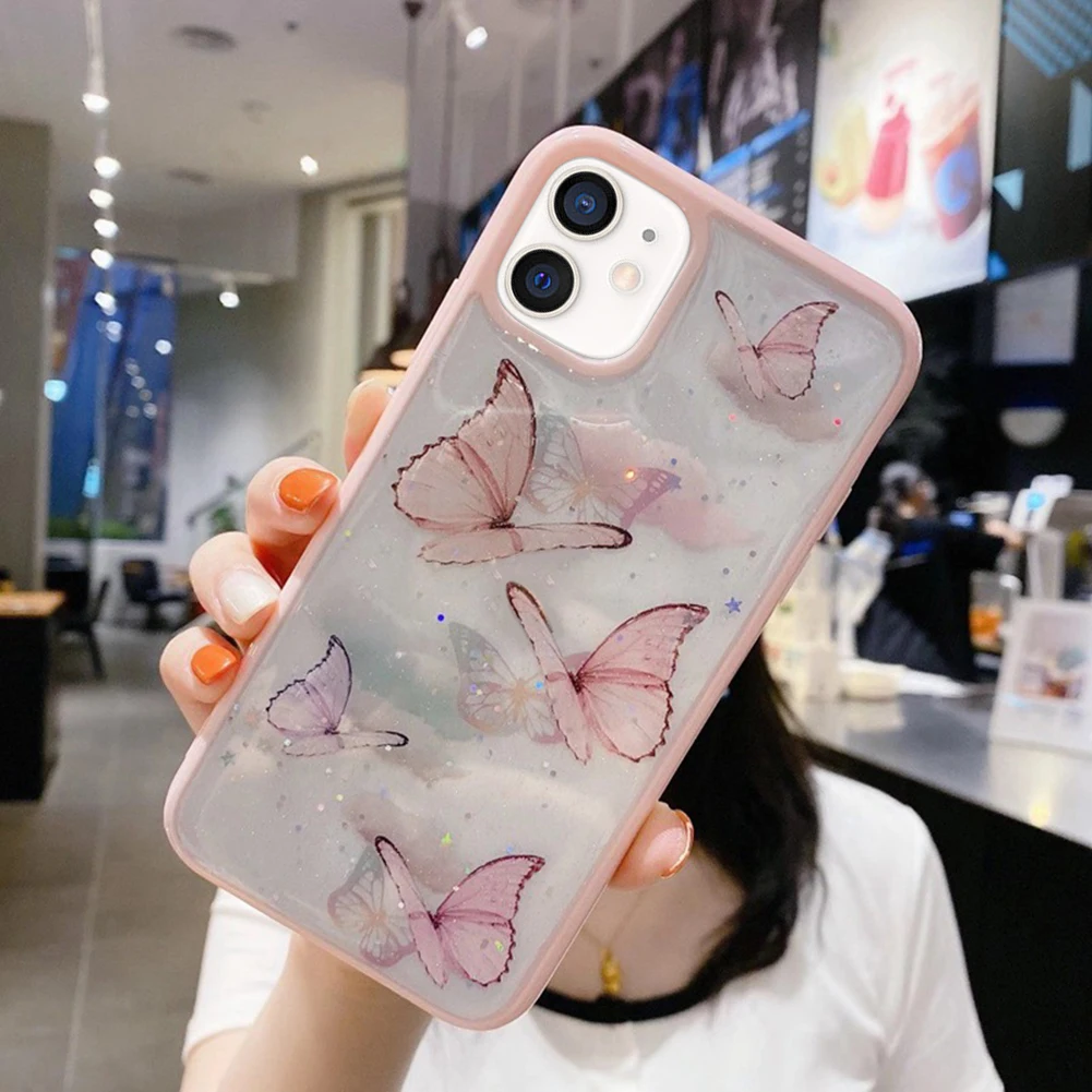 Butterfly Lens Protective Case Sleeve Shockproof Shining Transparent Phone Protector Cover for iPhone11/12 11/12 Pro 11/12ProMax | Игрушки и