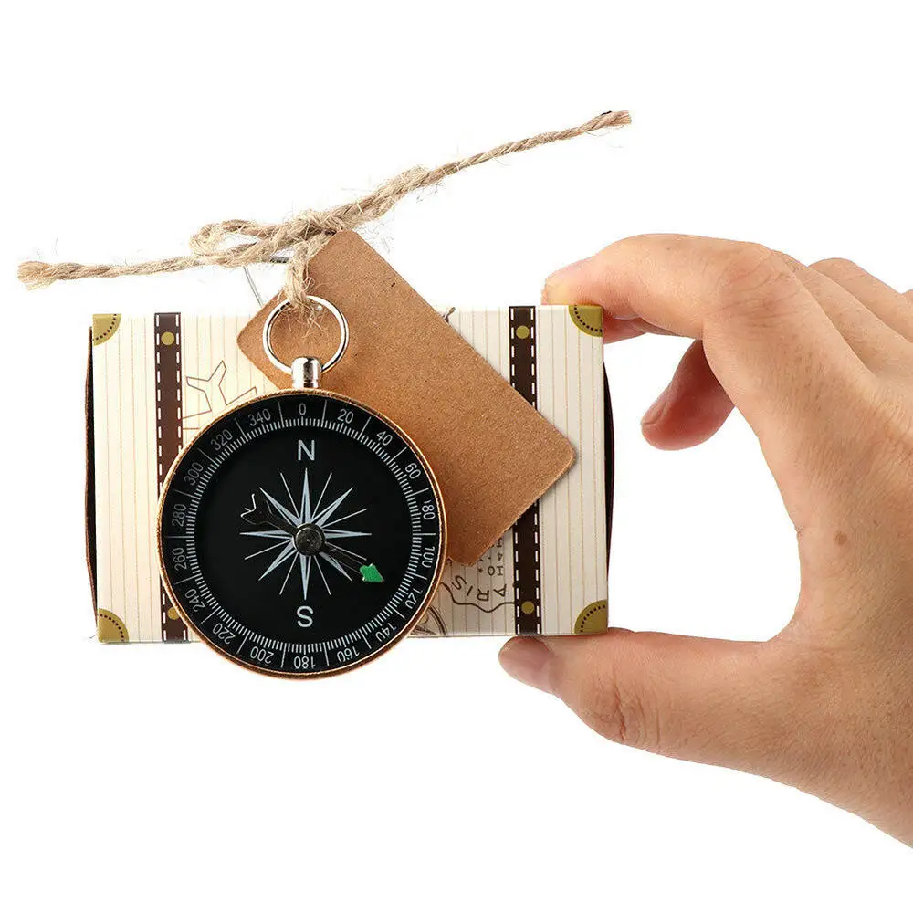 

10pcs/set Wedding Favors Gift Box Kraft Paper Box Gift Packaging Candy Box with Compass Birthday Baby Shower Decoration