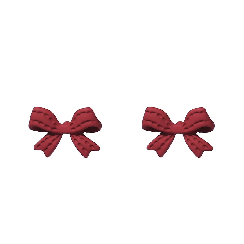 

Boho style Red Bow Small Stud Earrings Female Simple Kawaii Fashion Designer Girl Butterfly Jewelry Gift 2021