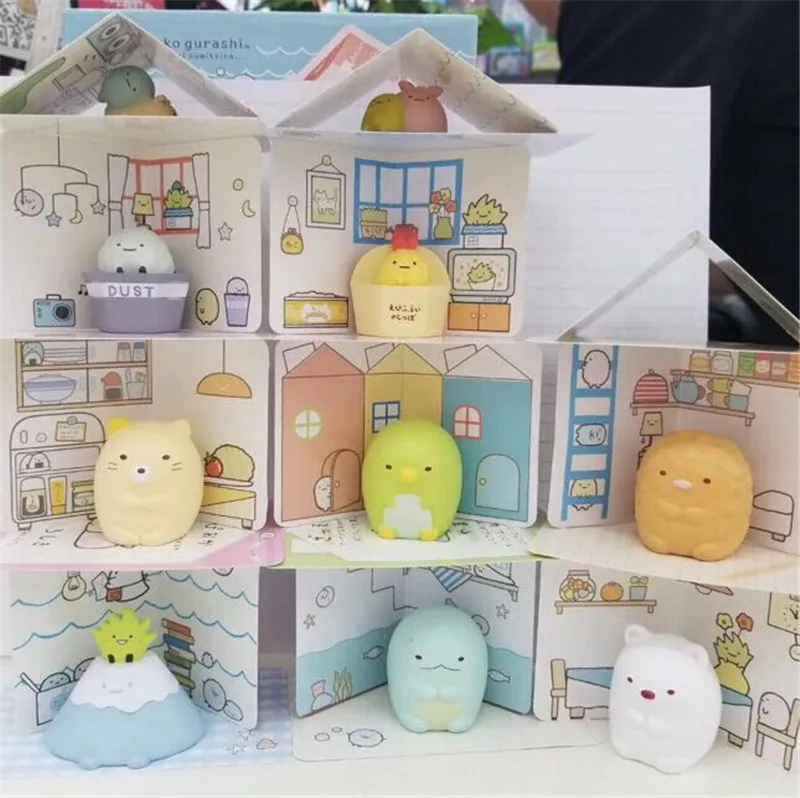 10 шт. Аниме Фигурка силиконовый Sumikko Gurashi углу биологического Гараж Комплект