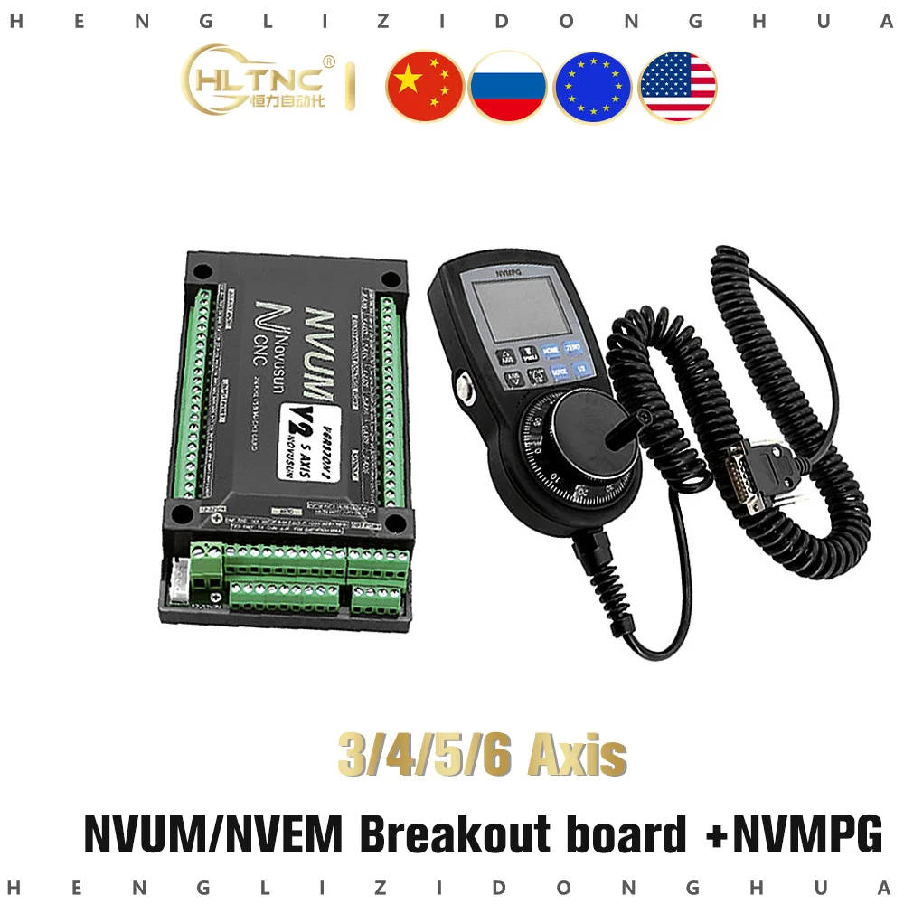 

Станок с ЧПУ Mach3 NVUM, USB/ Ethernet NVEM коммутационная плата + NVMPG 6-осевой маховик с ЖК-дисплеем, 6-осевой MPG для DIY фрезерного станка с ЧПУ NEWCARVE