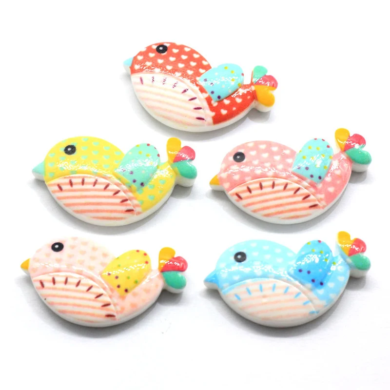 Кабошон 20 шт./лот из смолы с плоским основанием в виде птицы для бантов волос