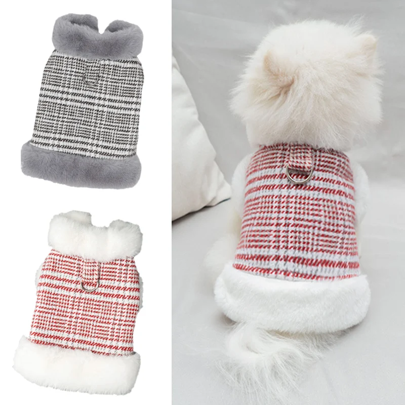 

Warm Winter Pet Clothes Plaid Stripe Print Dog Jacket Vest for Small Dogs Chihuahua Yorkshire Kitten Puppy Clothing ropa perro