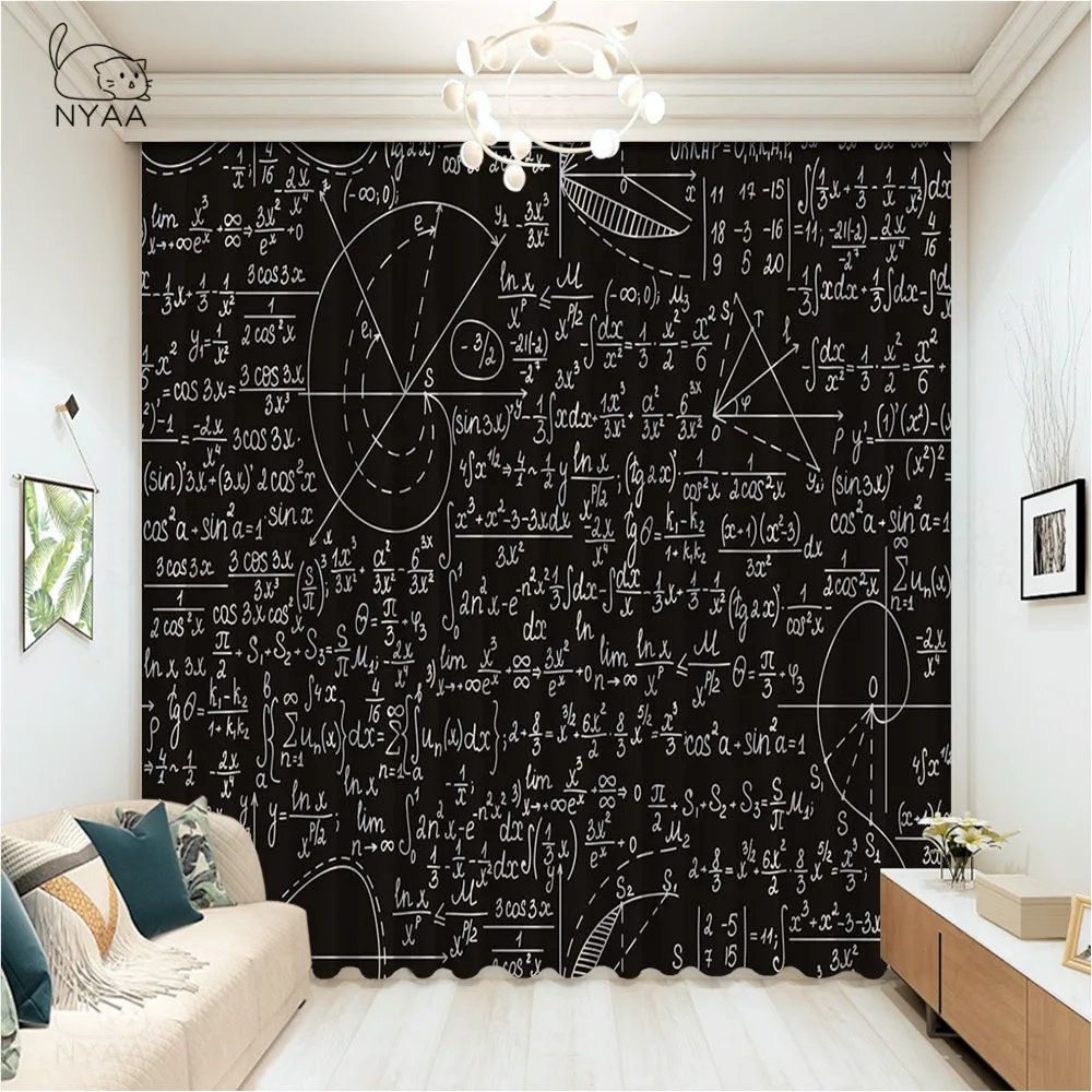 

Mathematical Function Formula Printed Curtain Geometric Kitchen Window Curtains Decoration Bedroom Room Curtain Micro Shading