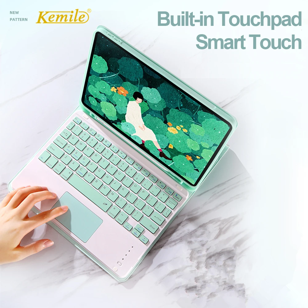 

touchpad Keyboard Case for iPad Air 4 10.9 2020 Case W Pencil holder cover for iPad Air 3 10.5 8th 10.2 Pro 11 10.5 Cover keypad