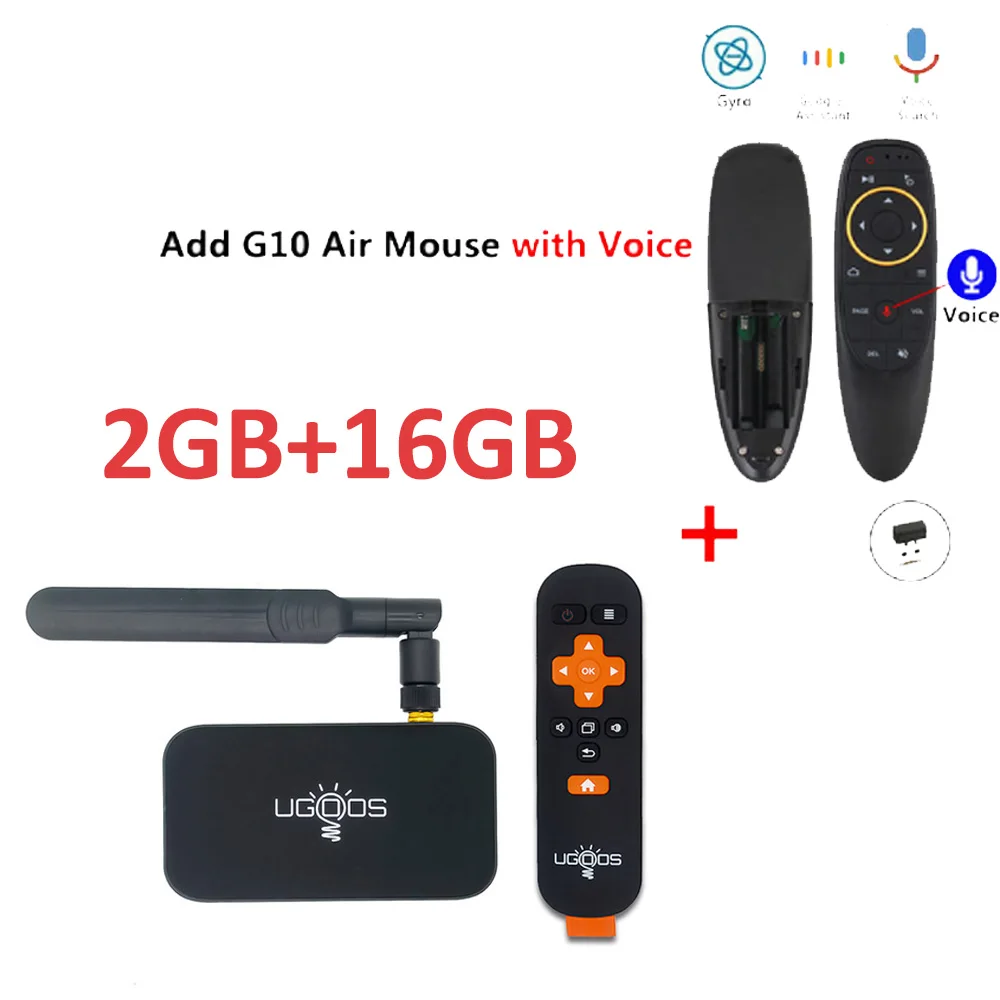 UM4 add G10 UGOOS UM4 Android 7,1 ТВ-приставка 2 Гб DDR4 16 Гб ПЗУ RK3328 Четырехъядерный 4K HD Смарт-медиаплеер 2,4G и 5G WiFi Bluetooth 4,0 ТВ-приставка - Цвет: UM4 add G10
