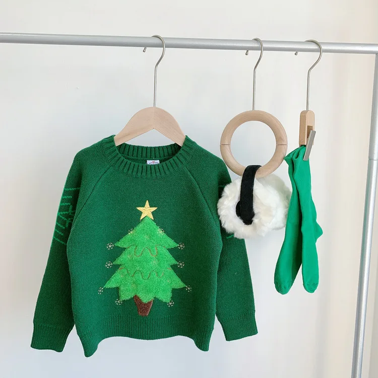 

New Christmas Sweaters Baby Girls Boys Clothes Winter Long Sleeve Cartoon tree Sweater Christmas Party Chidlren Girls Clothing