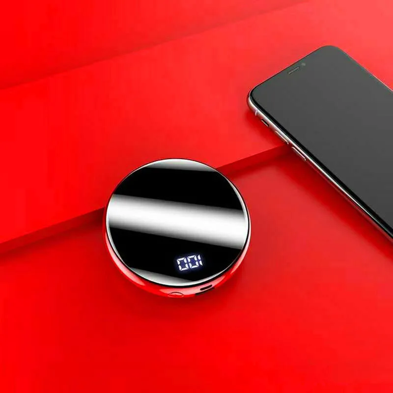 Red 10000mAh 10000 мАч Мини банк питания зеркальный дисплей светодиодной панели Внешний аккумулятор зарядное устройство банк питания для Xiaomi Iphone samsung huawei - Цвет: Red 10000mAh