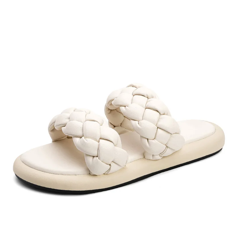 

2021 New INS Slippers Women Outdoor Lovely Twist Casual Matching Walking Sandals Girls Trendy Soft Outdoor Beach Slides Slippers