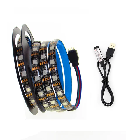 5 В вольт USB светодиодная лента RGB не водонепроницаемый SMD 5050 5 В светодиодный свет USB лента ТВ подсветка 50 см - 5 м с пультом дистанционного управления