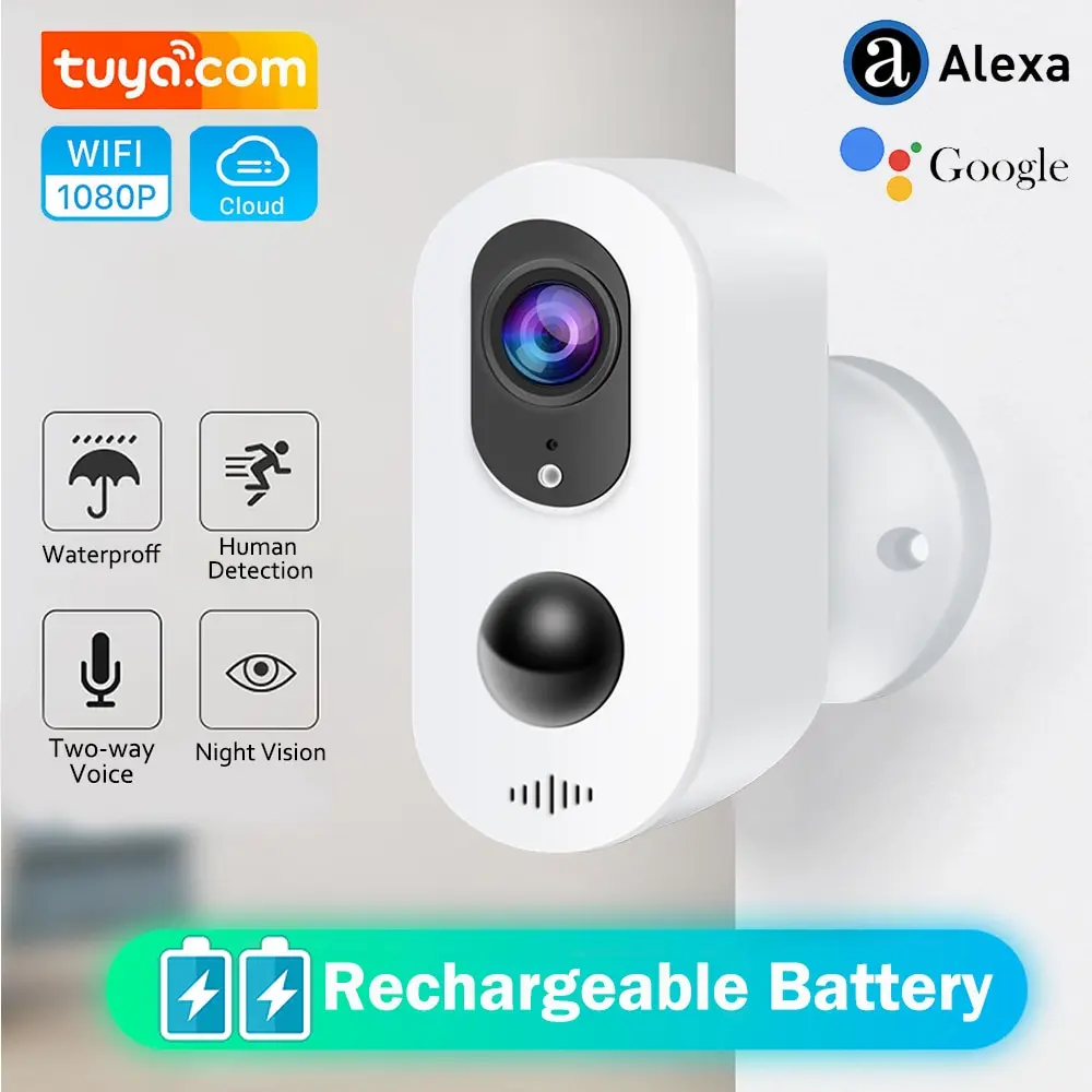 

Водонепроницаемая наружная IP-камера Tuya с питанием от аккумулятора, 1080P, умная жизнь, ночное видение, датчик движения, поддержка солнечной па...