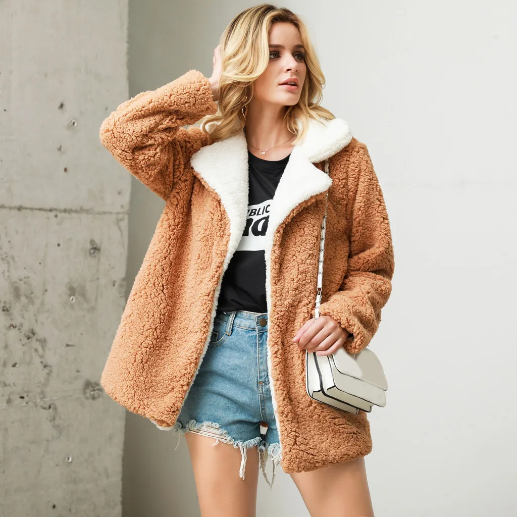 Женская Повседневная куртка однотонная верхняя одежда из искусственного меха