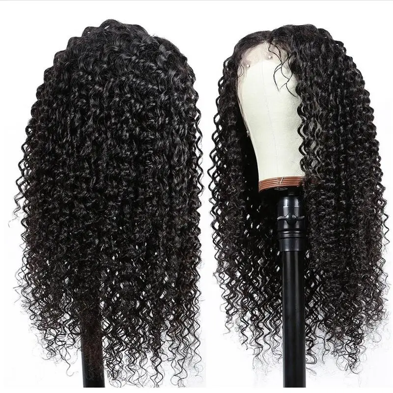 Magic Love Kinky Curly Hair Wig Natural 360 Lace Front Human Wigs Preplucked Remy For Women Black | Шиньоны и парики