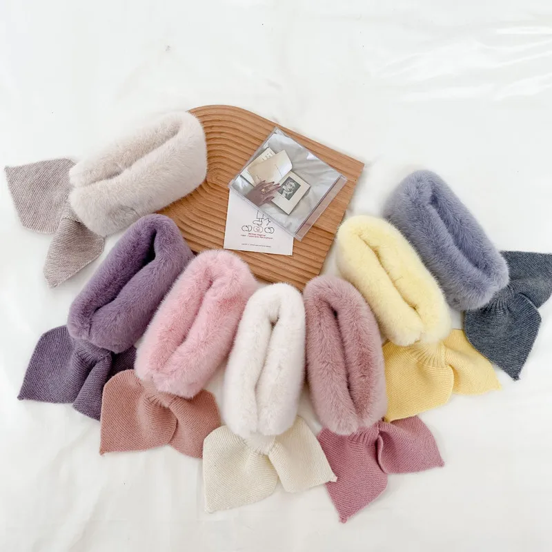 Модный детский шарф для девочек 2021 Теплый Зимний вязаный плюшевый меховой