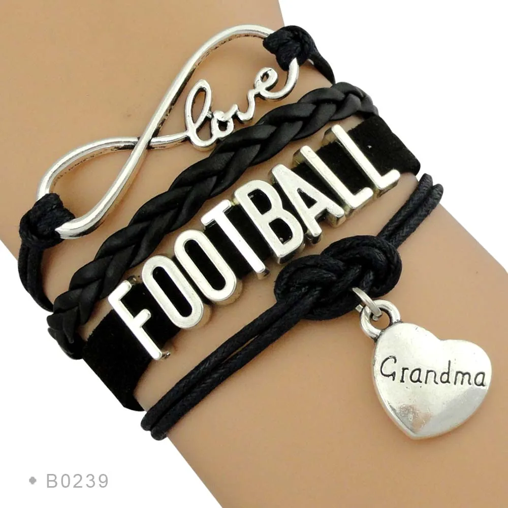 Infinity Love Football Nana, браслеты для мам, дельфинов, фанатов плееров, лучших друзей, ювелирные изделия, мужские кожаные браслеты с бусинами для женщин