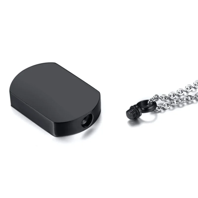 Мужское ожерелье с кремационной урной черной собачьей биркой из нержавеющей