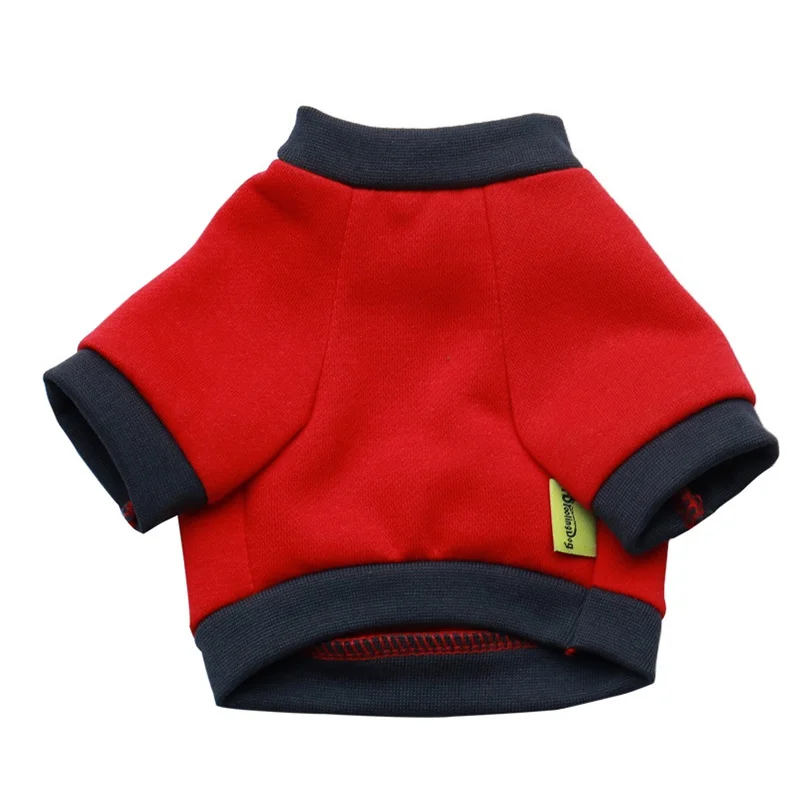 Одежда для маленьких собак красная ФЛИСОВАЯ ФУТБОЛКА с буквами на осень и зиму
