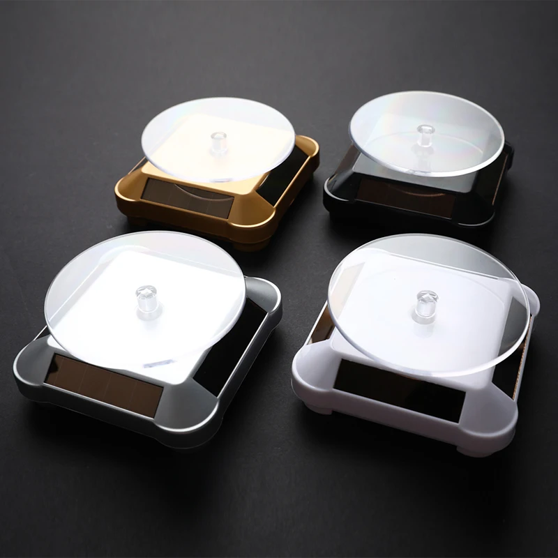 

Solar Showcase 360 Rotating Turntable Jewelry Watch Ring Phone Display Stand Jewelry Organizer Hard 4 Colors 105*30mm