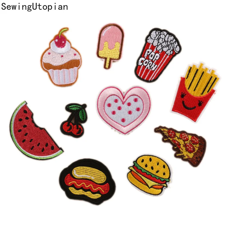 

10PCS Iron on French Fries Patches DIY Cartoon Foods Stickers for Jeans Bags Shoes Pants Kids Garments Sewing Badge Appliques