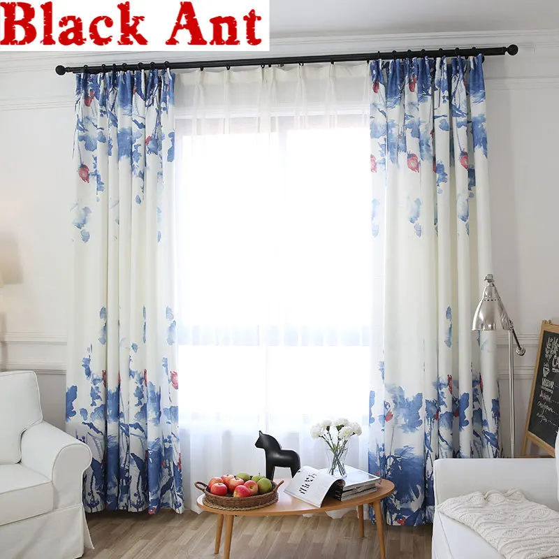 Шторы в китайском стиле с цветком лотоса для гостиной элегантные льняные Простые