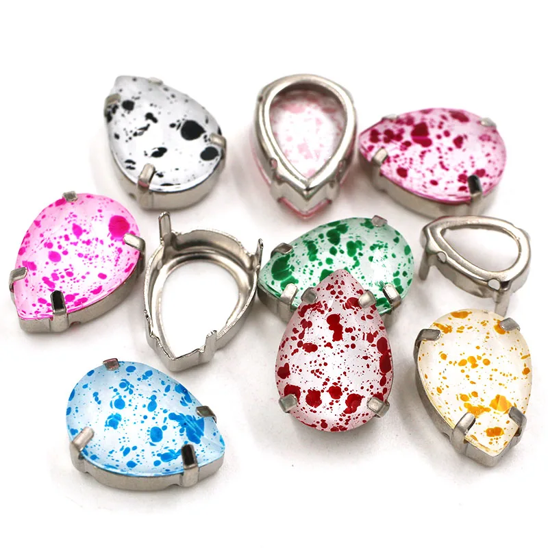 Новинка стеклянная Хрустальная оправа в форме капли острые Стразы для одежды |