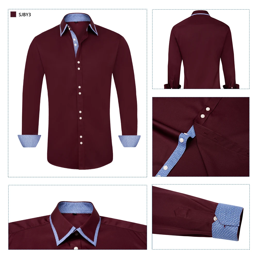 Эластичные повседневные мужские рубашки обычные нежелезные с длинным рукавом