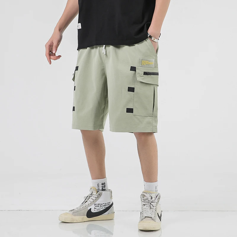 

Streetwear Summer Casual Shorts Men Cotton Pockets Mens Shorts Knee Length Bermuda Men's Shorts