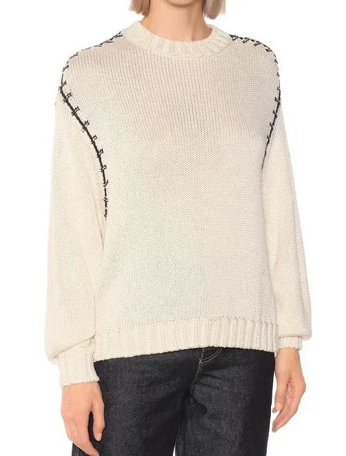 

Sweater 2021 Women New Design Sense Hand-woven Black Thread Round Neck Silhouette Loose Cashmere Sweater Top