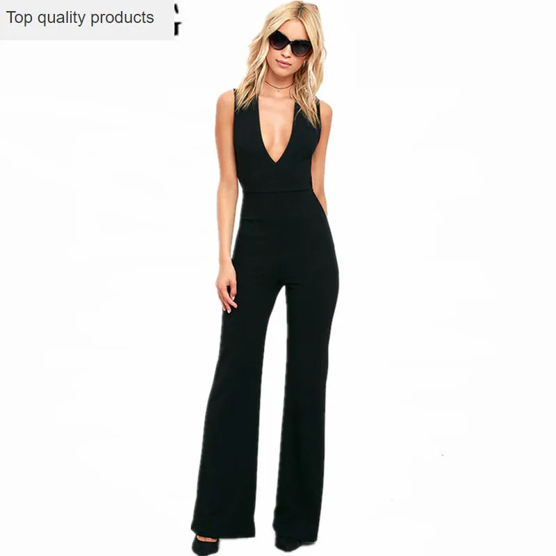 2020 Летний комбинезон сексуальный женские длинные штаны облегающий черный с
