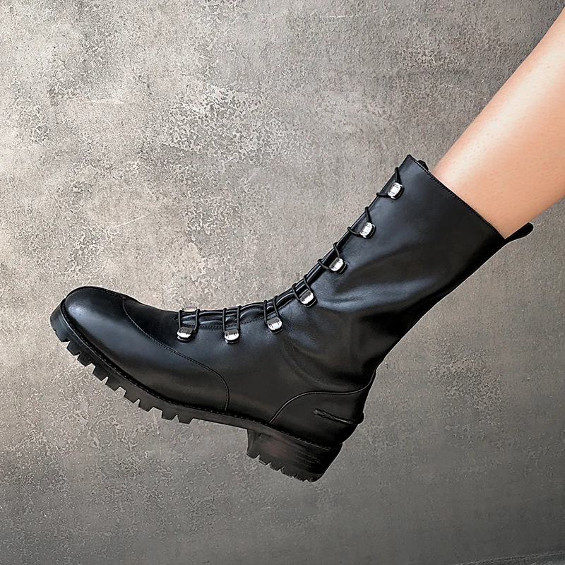 

2020 New Autumn/winter Knight boots Genuine leather Women's boots Cross strap European brands handmade