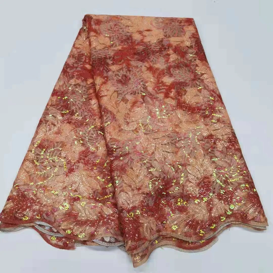 

5 ярдов, кружевная ткань, вышивка, африканские блестки, сетчатая кружевная ткань, блестящая ткань для свадебного платья XDPN76