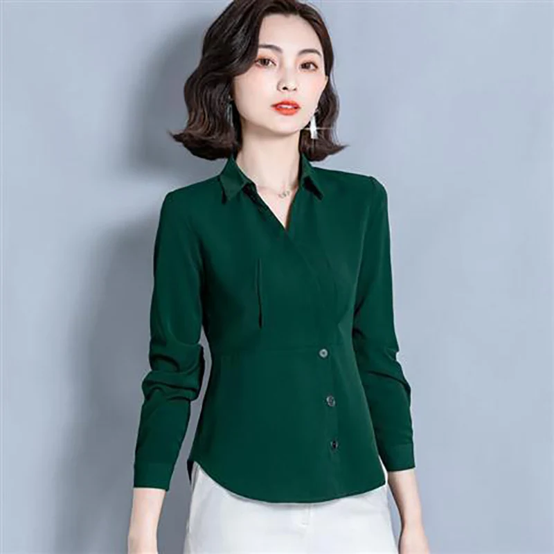 Модные женские весенне-летние стильные блузки повседневные облегающие офисные