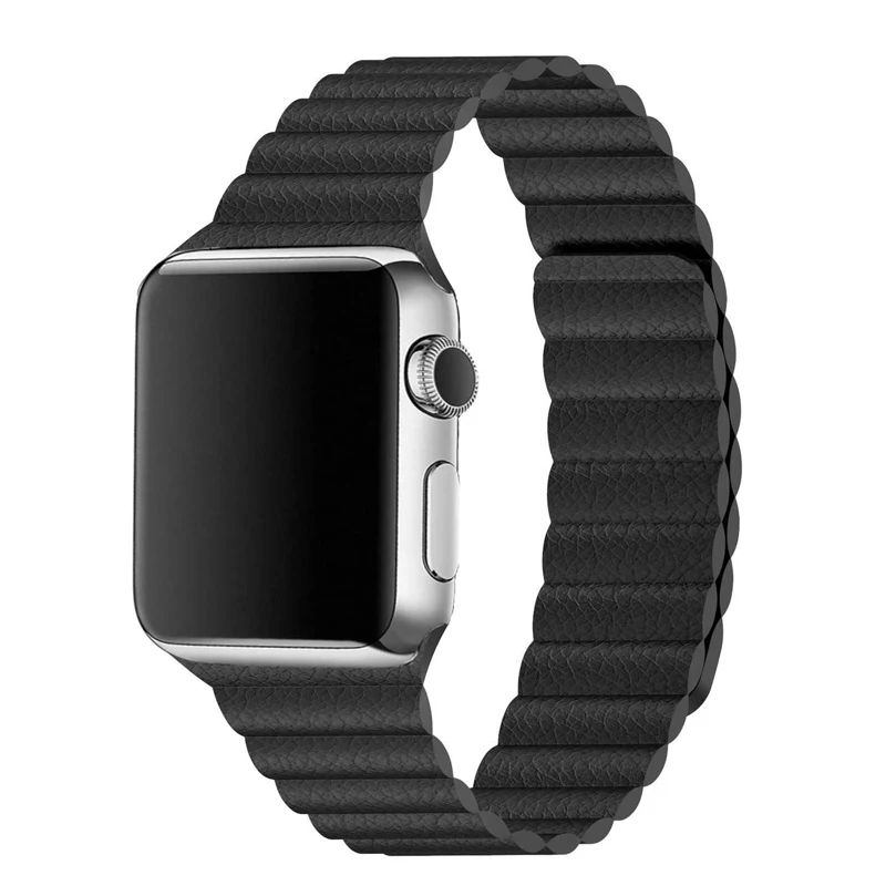 Ремешок кожаный для Apple Watch Band 44 мм 42 40 38 браслет с сильной магнитной застежкой iWatch